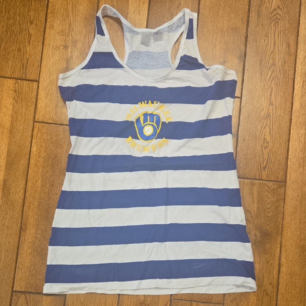 Brewers Blue and White Striped Tank Top